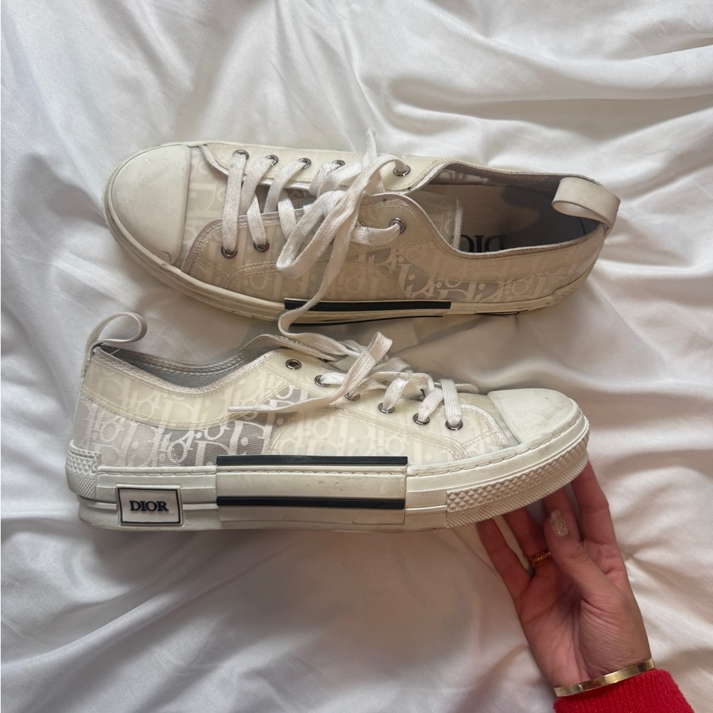 Dior Cream Logo Canvas Sneakers
